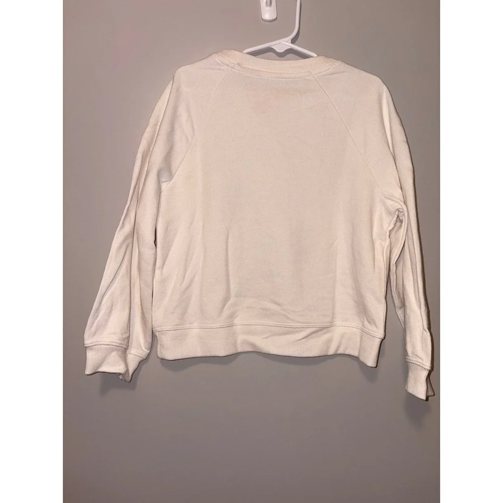 Cat & Jack Girls Cream Lace Trim Raglan Sweatshirt XS 4-5 Relaxed Fit Pullover